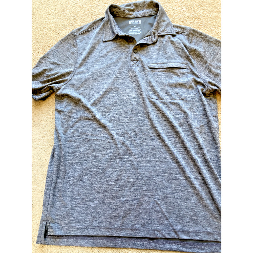 Duluth Trading Co Polo Shirt Size Medium Gray Poly Nylon Short Sleeve Relax Fit